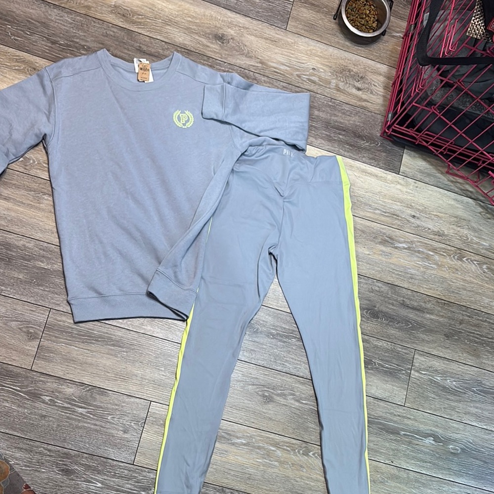 PINK Victoria's Secret Gray and Yellow Lounge Set